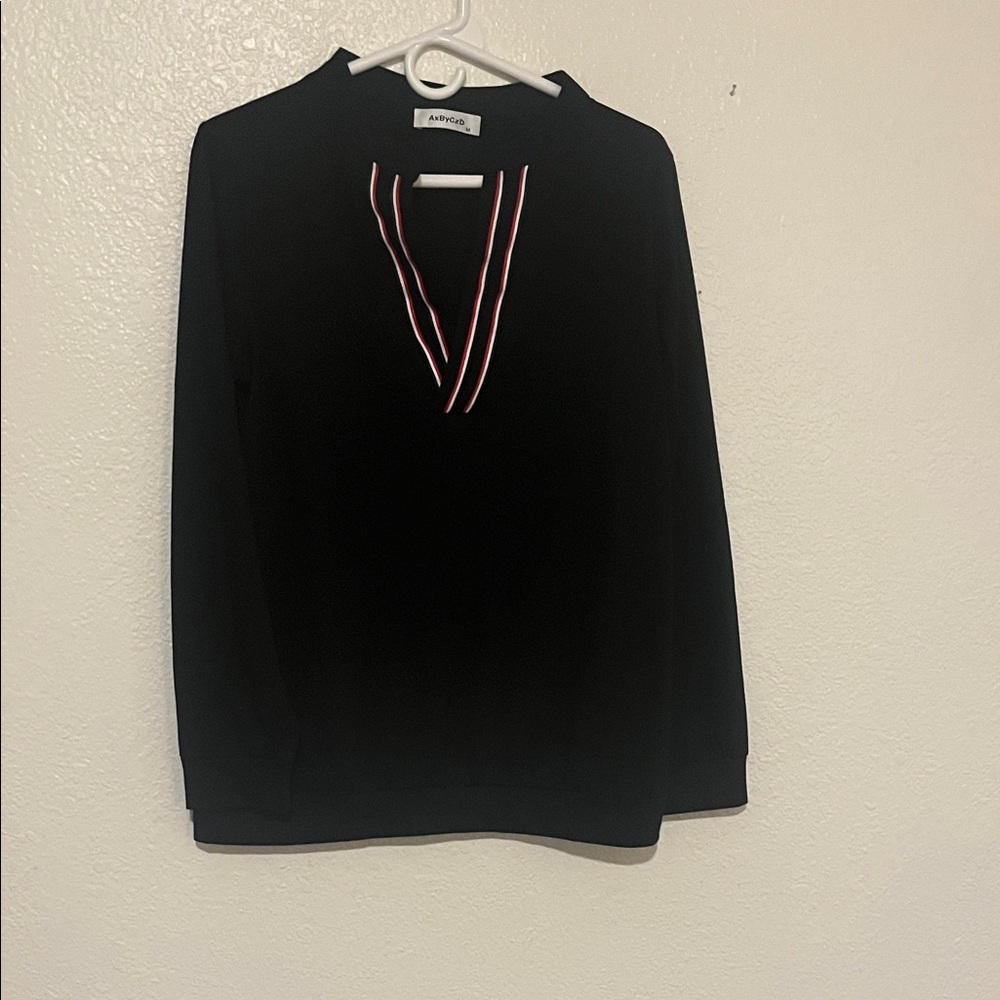 Express Black Top with Red and White Accents